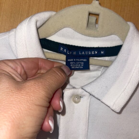 Polo Ralph Lauren Mens Polo Shirt Size Medium White Big Pony No 2 Horse Rare - Picture 7 of 10
